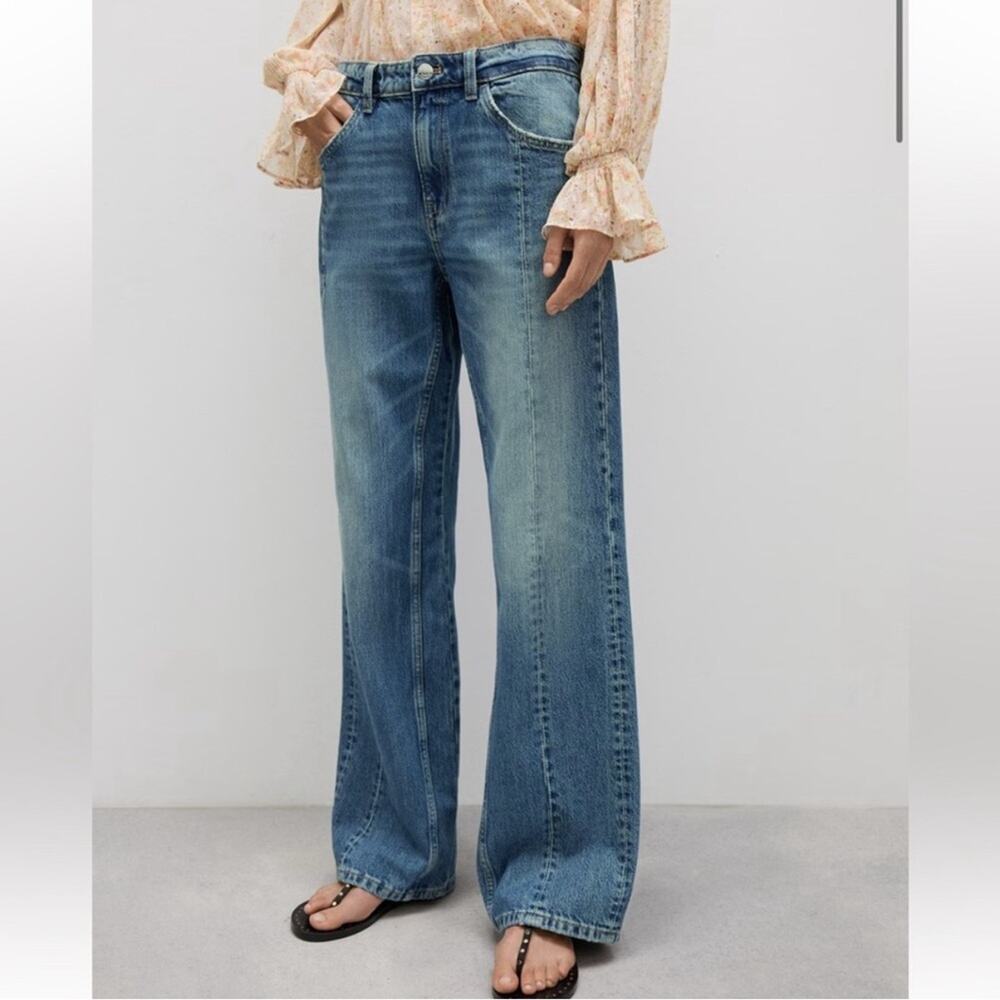 Mango Women’s Sz 8 Straight Jeans with Decorative Seams - Picture 1 of 8